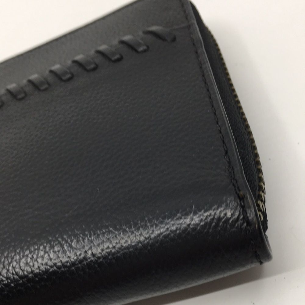 Coach Baseball Stitch Accordion Zip Wallet Black Smooth Calf Leather Unisex - Picture 5 of 16